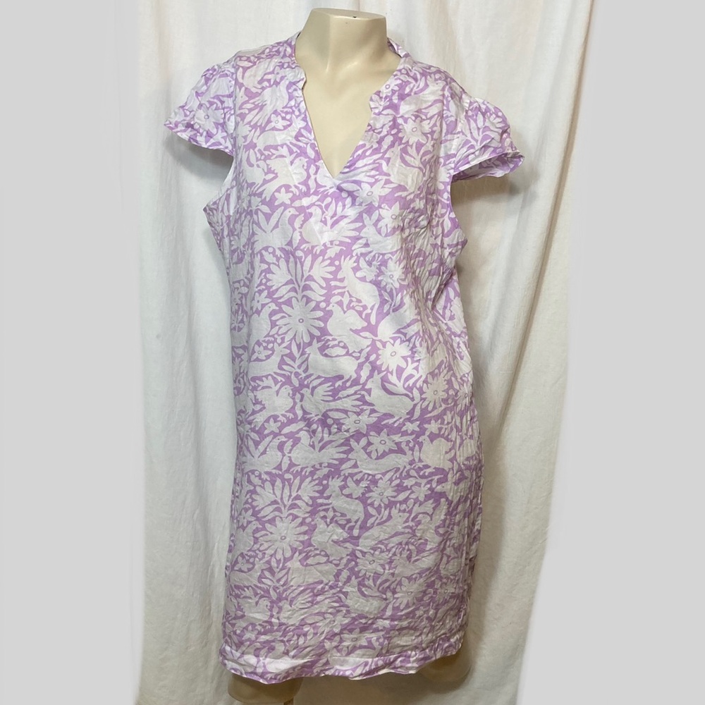 Malabar Bay purple lavender animal print dress size large cotton